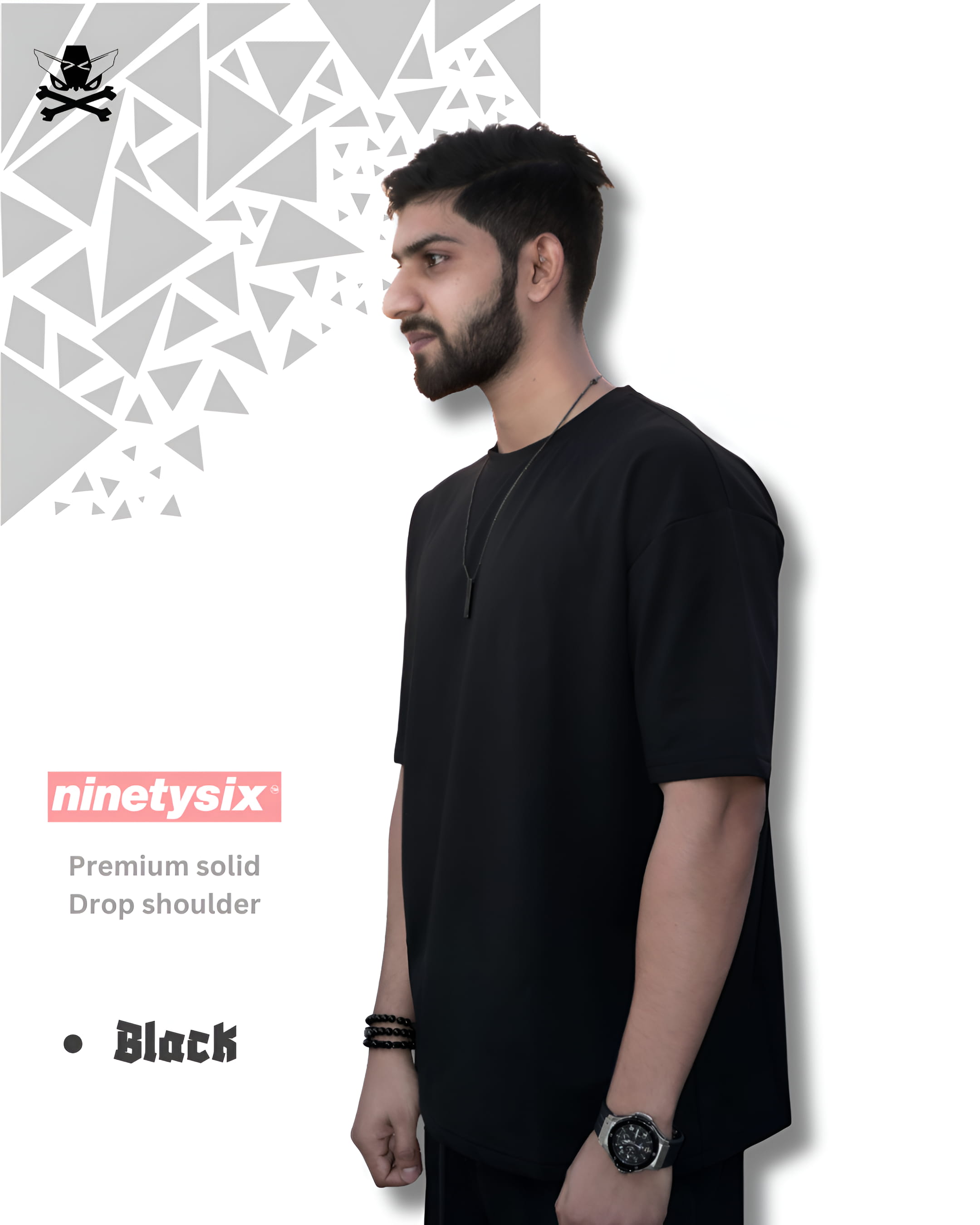 Black solid drop shoulder